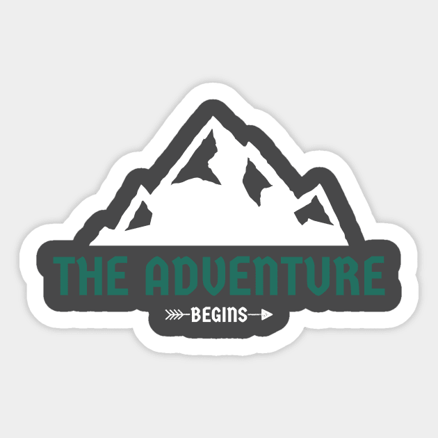 Adventure begins Mountains Sticker by Tip Top Tee's